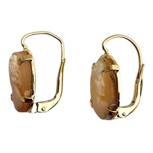 18 Karat Yellow Gold Cameo Earrings #21937
